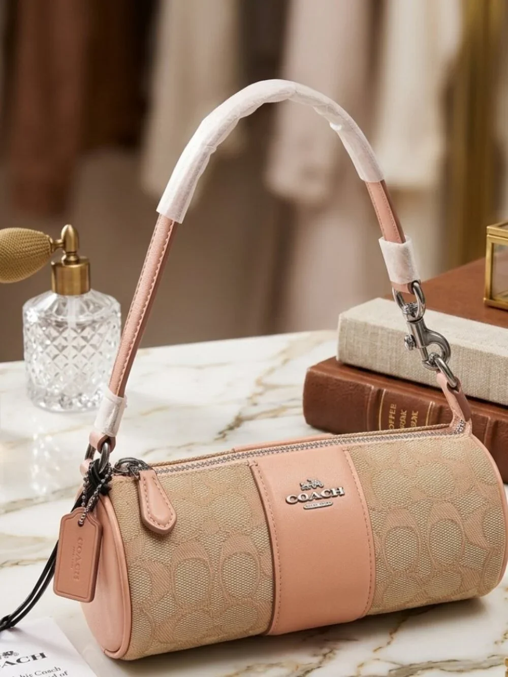 COACH Nolita Barrel Bag In Signature Jacquard Faded Blush